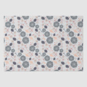 Elegant grijs blauw perzik bloemmotief tissuepapier (Voorkant)