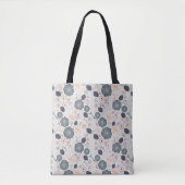 Elegant grijs blauw perzik bloemmotief tote bag (Voorkant)