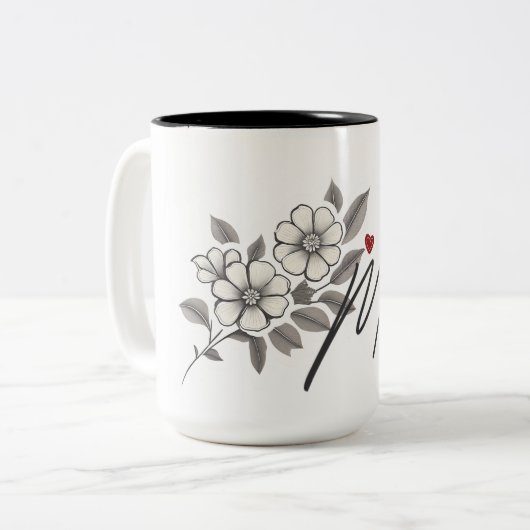 Elegant Grijs Bloemen Mama Mok Gift (Voorkant links)