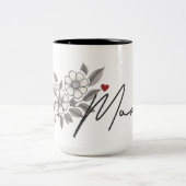 Elegant Grijs Bloemen Mama Mok Gift (Center)