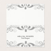 Elegant Grijs Bloemen Swirls Kant Visitekaartje (Buitenkant ongevouwen)