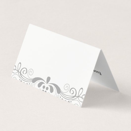 Elegant Grijs Bloemen Swirls Kant Visitekaartje (Achterkant)