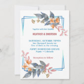 Elegant grijs-bloemen Wedding Uitnodiging (Voorkant)