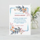 Elegant grijs-bloemen Wedding Uitnodiging (Staand voorkant)