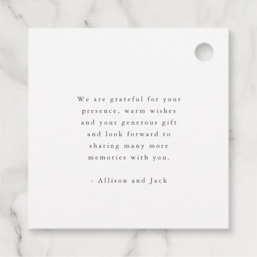 Elegant grijs bloemenbruiloft dank u bedankjes labels (Achterkant)