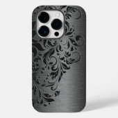 Elegant grijs bloemenkant op grijs Case-Mate iPhone case (Achterkant)