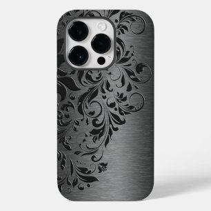 Elegant grijs bloemenkant op grijs Case-Mate iPhone 14 pro hoesje