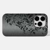 Elegant grijs bloemenkant op grijs Case-Mate iPhone case (Achterkant (horizontaal))