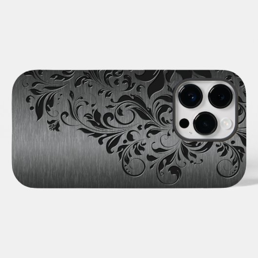 Elegant grijs bloemenkant op grijs Case-Mate iPhone case (Achterkant (horizontaal))