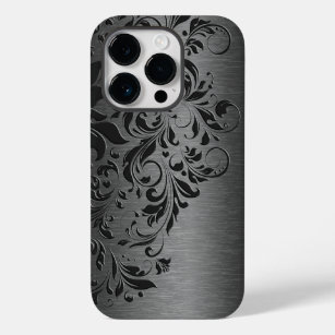 Elegant grijs bloemenkant op grijs Case-Mate iPhone 14 pro hoesje