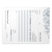 Elegant Grijs Bloemenlijn Zakelijke Factuur Sjablo Notitieblok (Voorkant)