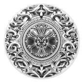 Elegant grijs bloemig Ornament Keramische Knop (Voorkant)