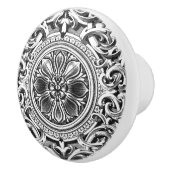 Elegant grijs bloemig Ornament Keramische Knop (Rechts)