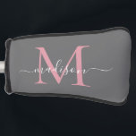 Elegant grijs blush roze monogram vrouwelijk scrip golfheadcover<br><div class="desc">Elegant Silver Slate Grey Blush Pink Monogram Vrouwelijk Script Naam Golf Head Hoesje</div>