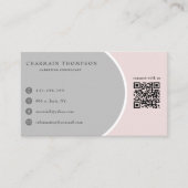 Elegant grijs Blush roze QR-code Met ons verbinden Visitekaartje (Voorkant)