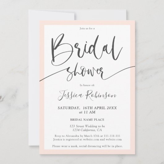 Elegant grijs blush roze script chic vrijgezellenf kaart (Voorkant)