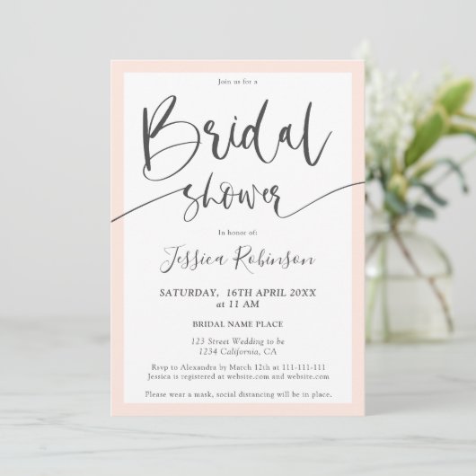 Elegant grijs blush roze script chic vrijgezellenf kaart (Staand voorkant)