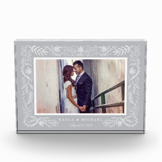 Elegant grijs botanisch Lijst | Weddenschap Fotoblokken (Voorkant)