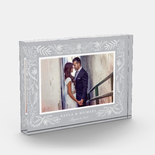 Elegant grijs botanisch Lijst | Weddenschap Fotoblokken (Links)