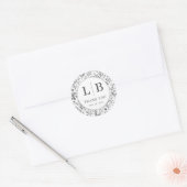 Elegant Grijs Botanisch Ronde Sticker (Envelop)