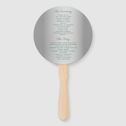 Elegant grijs bruiloft programma handwaaier (Achterkant)