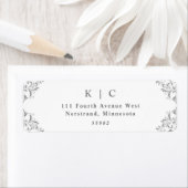 Elegant grijs bruiloft retour adres label (Insitu)