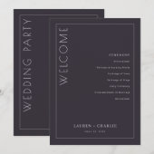 Elegant Grijs Ceremonieprogramma Programmakaart (Voorkant / Achterkant)