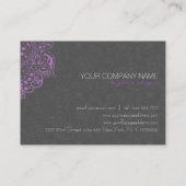 Elegant Grijs Damasks Paarse  Kant 2 Visitekaartje (Achterkant)