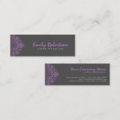 Elegant Grijs Damasks Paarse  Kant 2a Mini Visitekaartje (Voorkant / Achterkant)