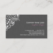Elegant grijs damasks wit kant 2c visitekaartje (Achterkant)