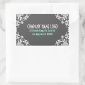 Elegant Grijs Damasks Wit Kant Lijst Rechthoekige Sticker (Tas)