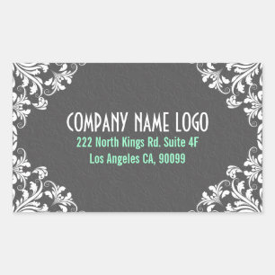 Elegant Grijs Damasks Wit  Kant Lijst Rechthoekige Sticker