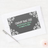 Elegant Grijs Damasks Wit Kant Lijst Rechthoekige Sticker (Envelop)