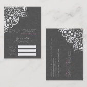 Elegant Grijs Damasks Witte Kant Afspraakkaart Afsprakenkaartje (Voorkant / Achterkant)