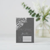 Elegant Grijs Damasks Witte Kant Afspraakkaart Afsprakenkaartje (Staand voorkant)