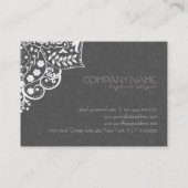 Elegant Grijs Damasks Witte Kant Afspraakkaart Afsprakenkaartje (Achterkant)