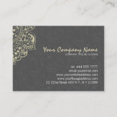 Elegant grijs damast beige  kant visitekaartje (Achterkant)