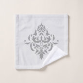 Elegant Grijs Damast Eenvoudig Stripe Patroon Bad Handdoek (Wasdoekje)