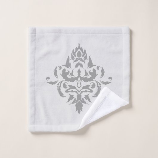 Elegant Grijs Damast Eenvoudig Stripe Patroon Bad Handdoek (Wasdoekje)