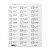 Elegant grijs damast met aubergine Paarse tekst Etiket (Full Sheet)
