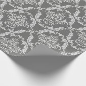 Elegant grijs damast patroon cadeaupapier (Hoek)