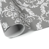 Elegant grijs damast patroon cadeaupapier (Rol Hoek)