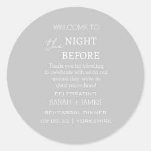 Elegant grijs de nacht voor bruiloft dank u ronde sticker