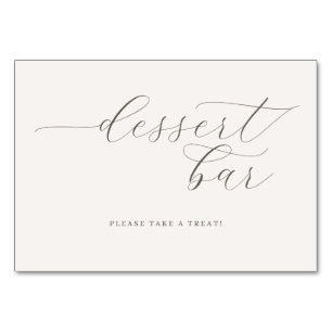 Elegant grijs dessertbar-aanwijsbord kaart