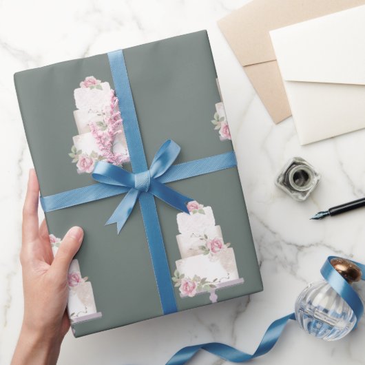 Elegant grijs drie tier cake cadeaupapier (Geschenken)
