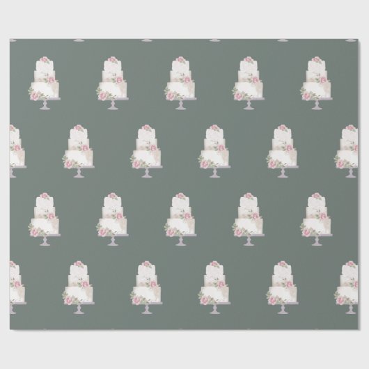 Elegant grijs drie tier cake cadeaupapier (Vlak)