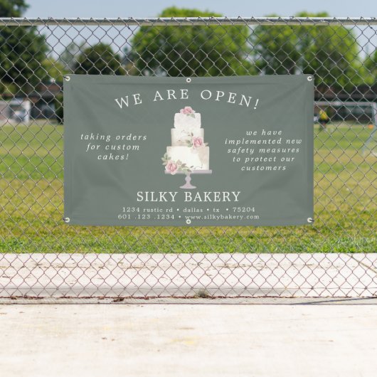 Elegant Grijs Drie Tier Cake Store Banner (Insitu)