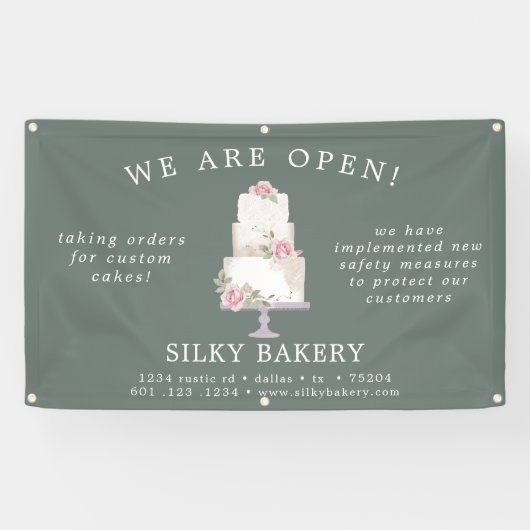 Elegant Grijs Drie Tier Cake Store Banner (Horizontaal)