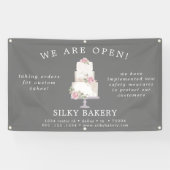 Elegant Grijs Drie Tier Cake Store Banner (Horizontaal)