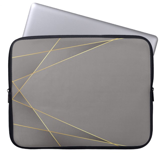 Elegant grijs en Abstract gouden lijnen Laptop Sleeve (Voorkant)